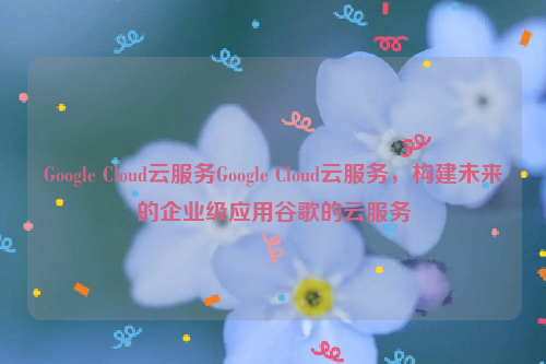 Google Cloud云服务Google Cloud云服务，构建未来的企业级应用谷歌的云服务