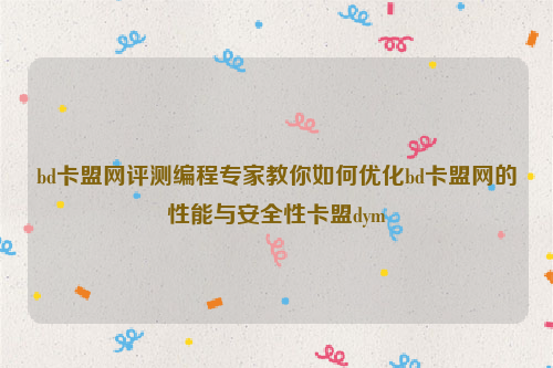 bd卡盟网评测编程专家教你如何优化bd卡盟网的性能与安全性卡盟dym