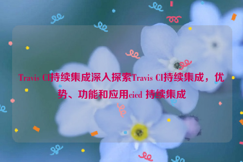 Travis CI持续集成深入探索Travis CI持续集成，优势、功能和应用cicd 持续集成