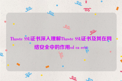 Thawte SSL证书深入理解Thawte SSL证书及其在网络安全中的作用ssl ca cert