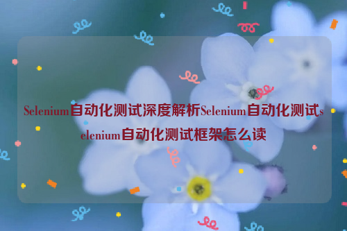 Selenium自动化测试深度解析Selenium自动化测试selenium自动化测试框架怎么读