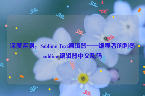 深度评测，Sublime Text编辑器——编程者的利器sublime编辑器中文乱码