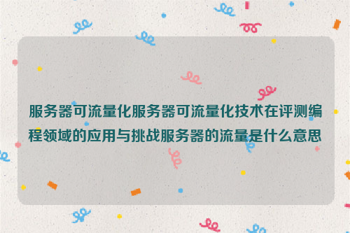 服务器可流量化服务器可流量化技术在评测编程领域的应用与挑战服务器的流量是什么意思