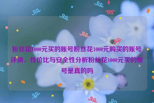 粉丝花1000元买的账号粉丝花1000元购买的账号评测，性价比与安全性分析粉丝花1000元买的账号是真的吗