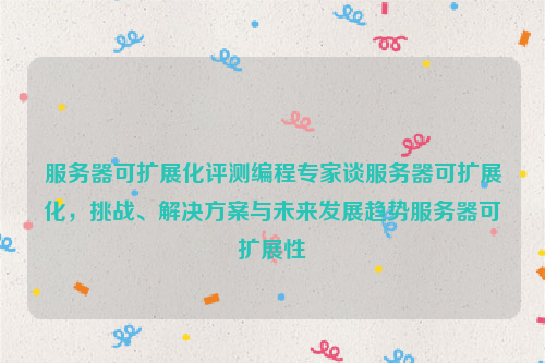 服务器可扩展化评测编程专家谈服务器可扩展化，挑战、解决方案与未来发展趋势服务器可扩展性