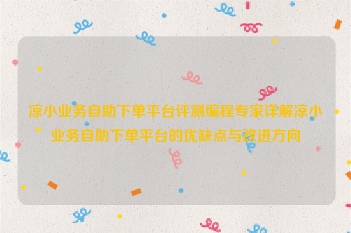 凉小业务自助下单平台评测编程专家详解凉小业务自助下单平台的优缺点与改进方向