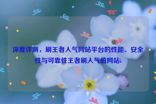 深度评测，刷王者人气网站平台的性能、安全性与可靠性王者刷人气值网站i