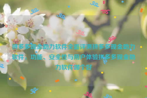 拼多多现金助力软件全面评测拼多多现金助力软件，功能、安全性与用户体验拼多多现金助力软件哪个好