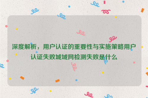 深度解析，用户认证的重要性与实施策略用户认证失败城域网检测失败是什么