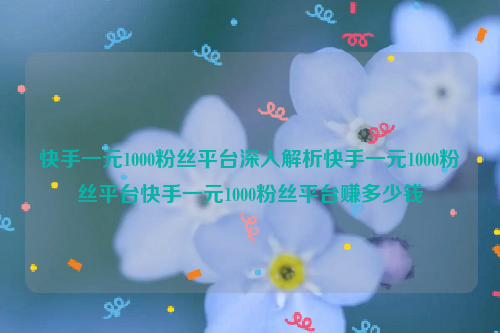 快手一元1000粉丝平台深入解析快手一元1000粉丝平台快手一元1000粉丝平台赚多少钱