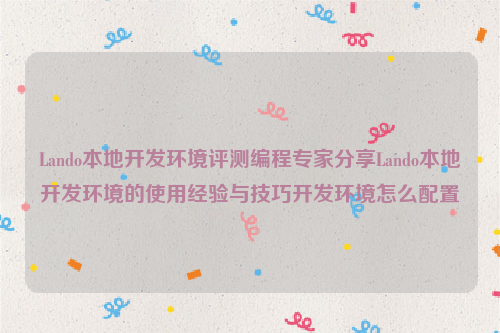 Lando本地开发环境评测编程专家分享Lando本地开发环境的使用经验与技巧开发环境怎么配置