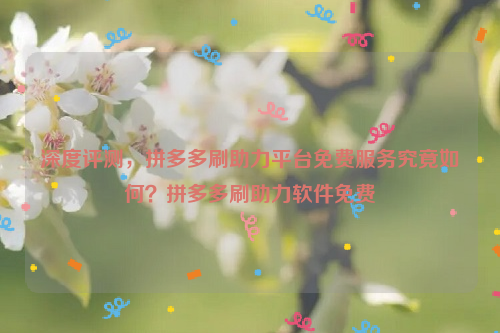 深度评测，拼多多刷助力平台免费服务究竟如何？拼多多刷助力软件免费